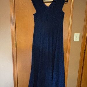 Ever Pretty Blue A-Line Maxi Dress V-Neck Cap Sleeve